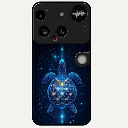  Crimson Blue Turtle Glass Case For Nothing Phone 3 back cover – full design glossy printed glass finish