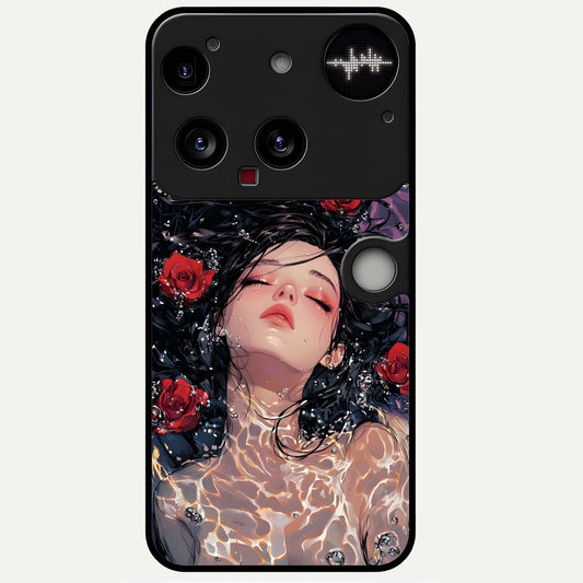  Crimson Rose Serenity Glass Case For Nothing Phone 3 back cover – full design glossy printed glass finish