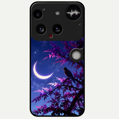  Crow And Moon Scenery Glass Case For Nothing Phone 3 back cover – full design glossy printed glass finish