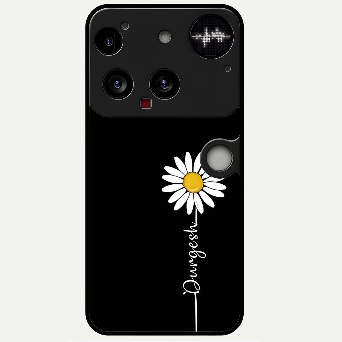  Custom Name White Flower Glass Case For Nothing Phone 3 back cover – full design glossy printed glass finish