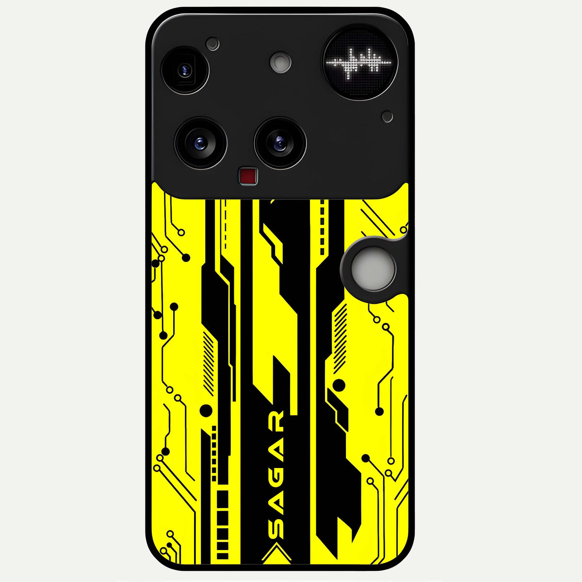  Electric Pulse CYBERPUNK Custom Name Glass Case For Nothing Phone 3 back cover – full design glossy printed glass finish