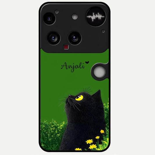  Emerald Cat Custom Name Glass Case For Nothing Phone 3 back cover – full design glossy printed glass finish