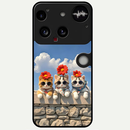  Floral Kitty Squad Glass Case For Nothing Phone 3 back cover – full design glossy printed glass finish
