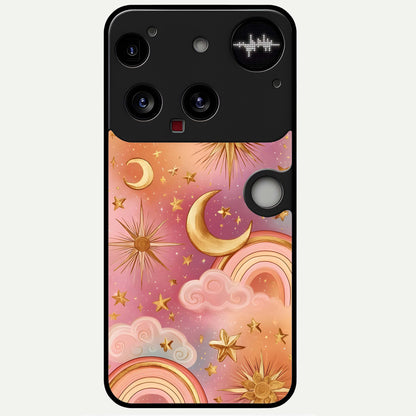  Golden Celestial Dreams Glass Case For Nothing Phone 3 back cover – full design glossy printed glass finish
