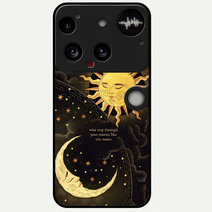  Golden Lunar Love Glass Case For Nothing Phone 3 back cover – full design glossy printed glass finish