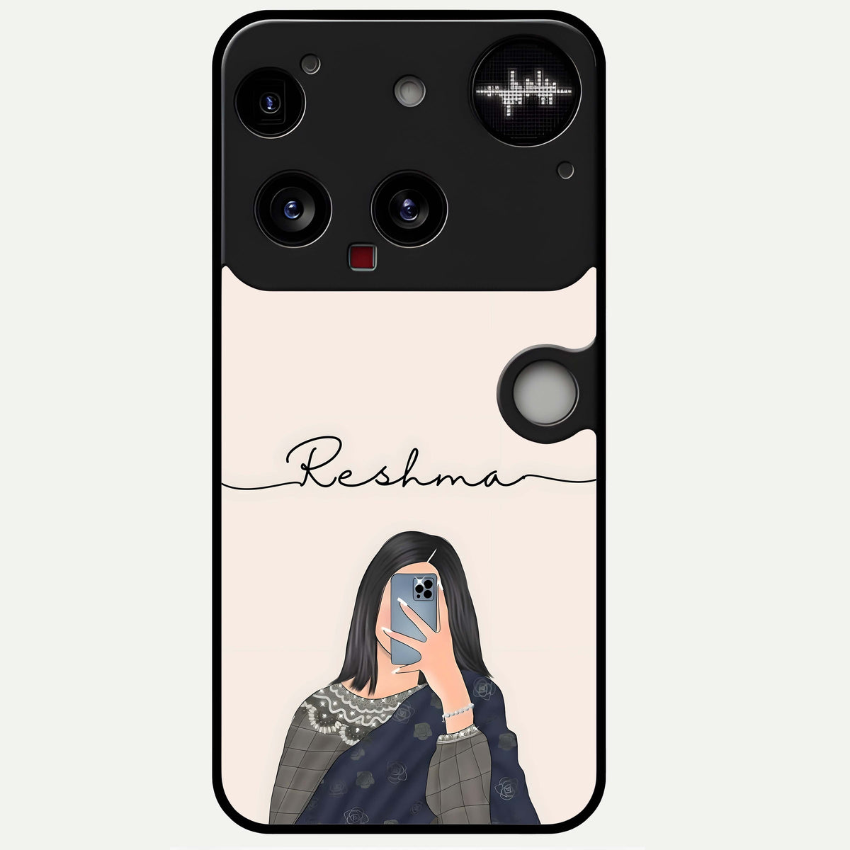  Mirror Mood Muse With Custom Name Glass Case For Nothing Phone 3 back cover – full design glossy printed glass finish