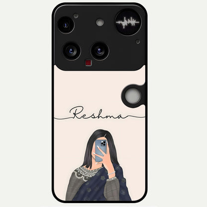  Mirror Mood Muse With Custom Name Glass Case For Nothing Phone 3 back cover – full design glossy printed glass finish