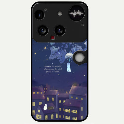  Moonlit Cat Silence Glass Case For Nothing Phone 3 back cover – full design glossy printed glass finish