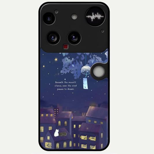  Moonlit Cat Silence Glass Case For Nothing Phone 3 back cover – full design glossy printed glass finish