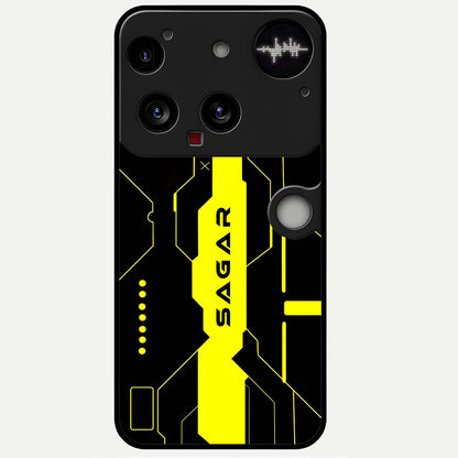  Neon CYBERPUNK Custom Name Glass Case For Nothing Phone 3 back cover – full design glossy printed glass finish