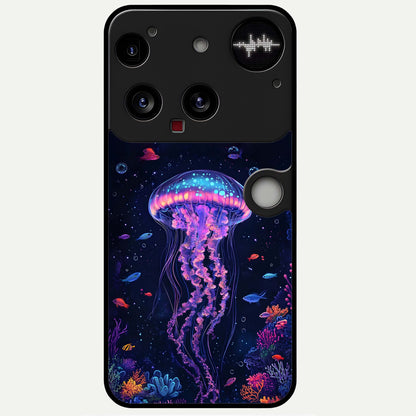  Neon Jellyfish Glass Case For Nothing Phone 3 back cover – full design glossy printed glass finish