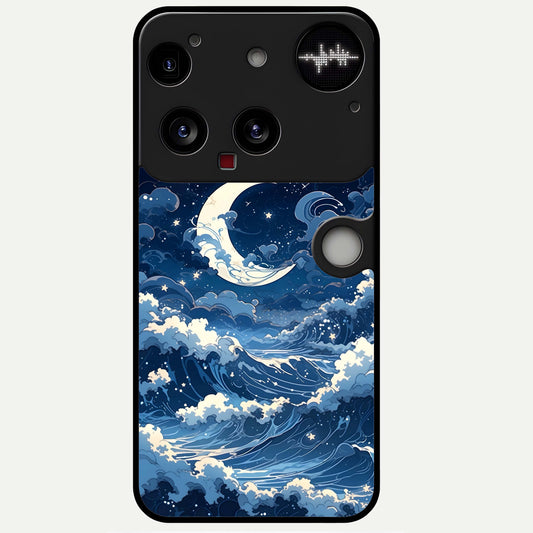  Ocean Moon Waves Glass Case For Nothing Phone 3 back cover – full design glossy printed glass finish
