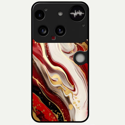  Red And White Marble Glass Case For Nothing Phone 3 back cover – full design glossy printed glass finish