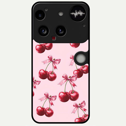  Red Cherries Pattern Glass Case For Nothing Phone 3 back cover – full design glossy printed glass finish