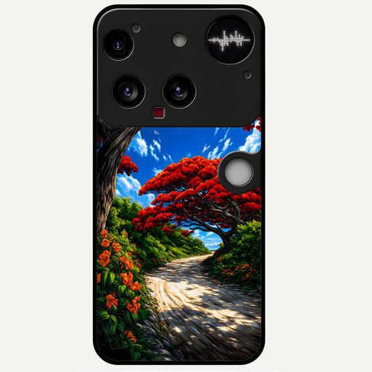  Red Trees Pathway Glass Case For Nothing Phone 3 back cover – full design glossy printed glass finish