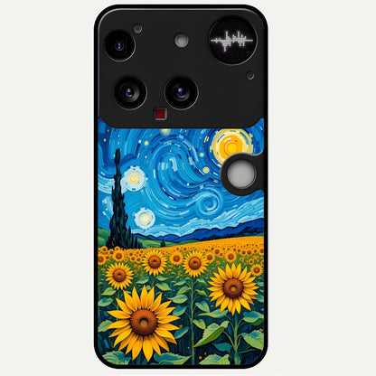  Starry Sunflower Dreams Glass Case For Nothing Phone 3 back cover – full design glossy printed glass finish
