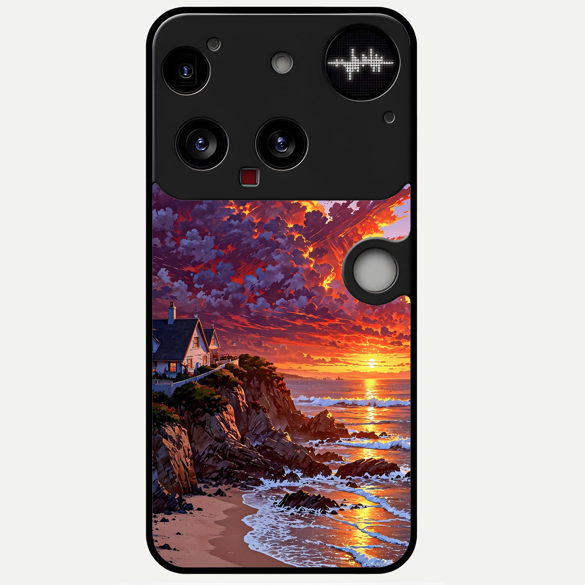 Sunset House By Sea Glass Case For Nothing Phone 3 back cover – full design glossy printed glass finish