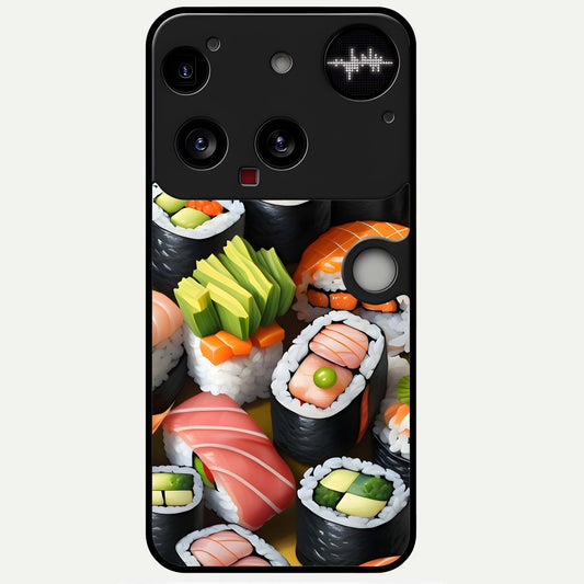  Sushi Food Pattern Glass Case For Nothing Phone 3 back cover – full design glossy printed glass finish