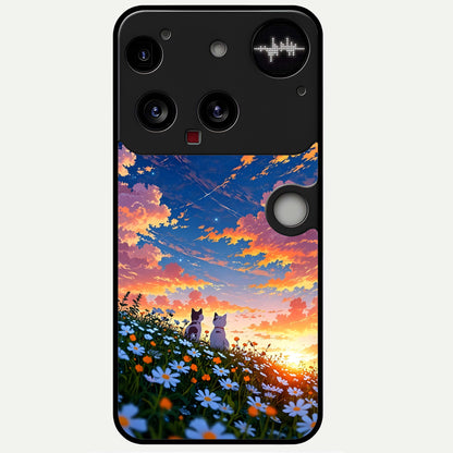  Two Cats Friends Glass Case For Nothing Phone 3 back cover – full design glossy printed glass finish