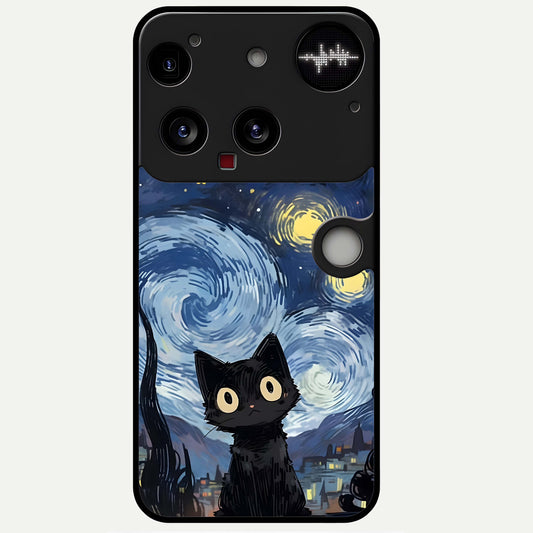  Van Gogh Cat Glass Case For Nothing Phone 3 back cover – full design glossy printed glass finish