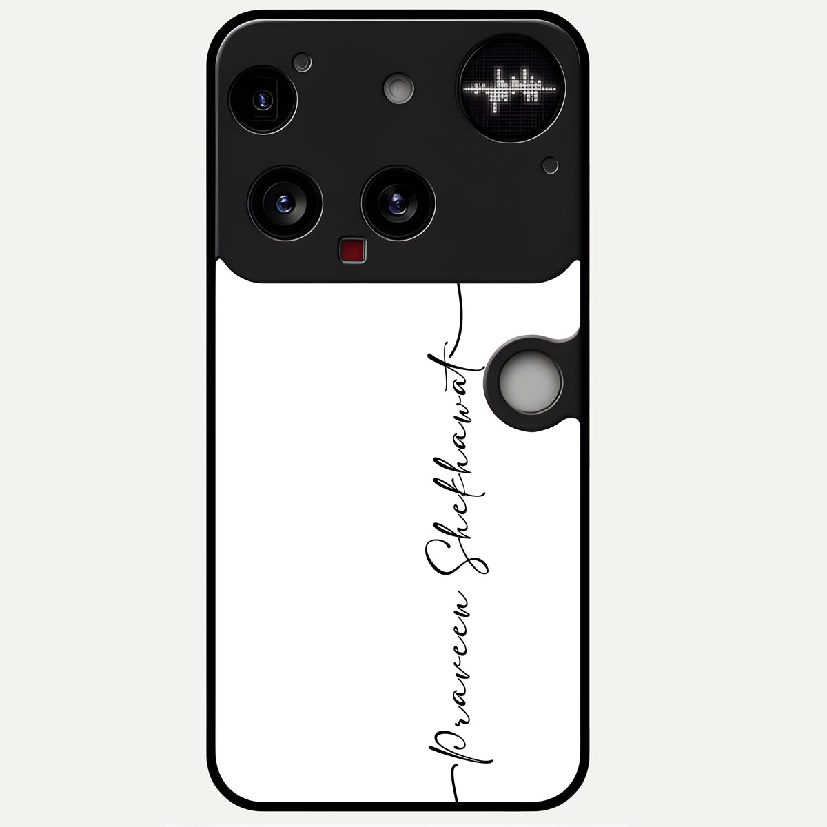 White Tune Custom Name Glass Case For Nothing Phone 3 back cover – personalized glossy printed glass finish