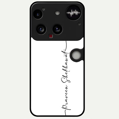  White Tune Custom Name Glass Case For Nothing Phone 3 back cover – personalized glossy printed glass finish