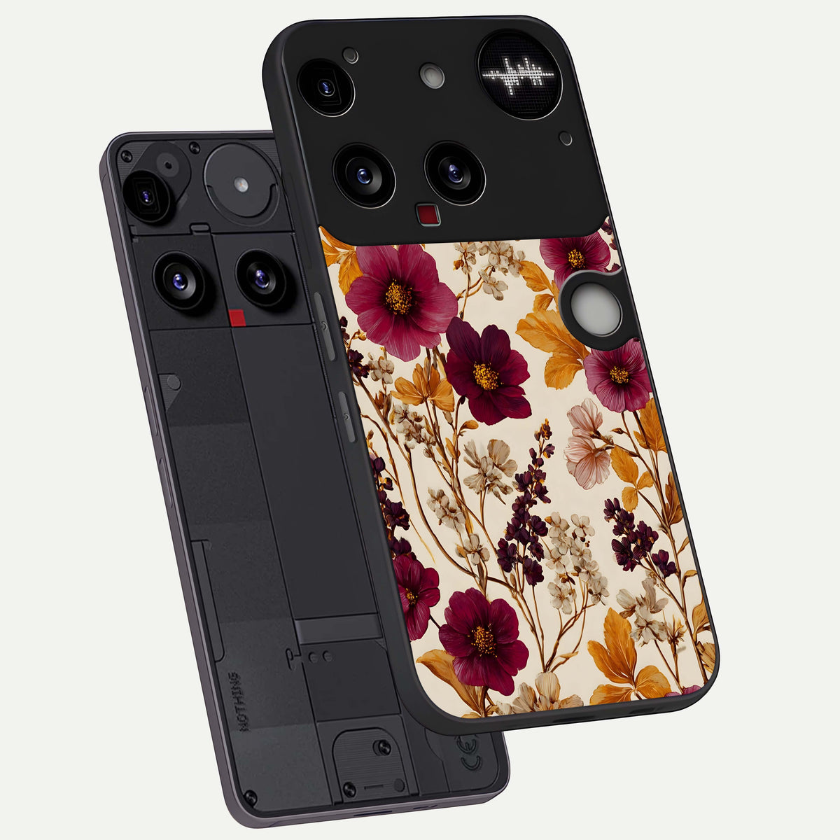  Autumn Wine Bloom phone case For Nothing Phone 3 showing premium glass back cover with detailed artwork