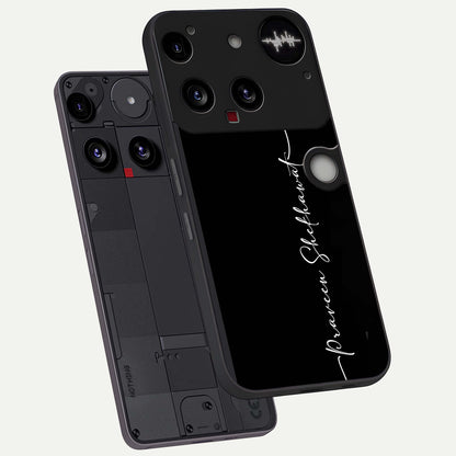  Black Tune Custom Name phone case For Nothing Phone 3 showing premium glass back cover with detailed artwork