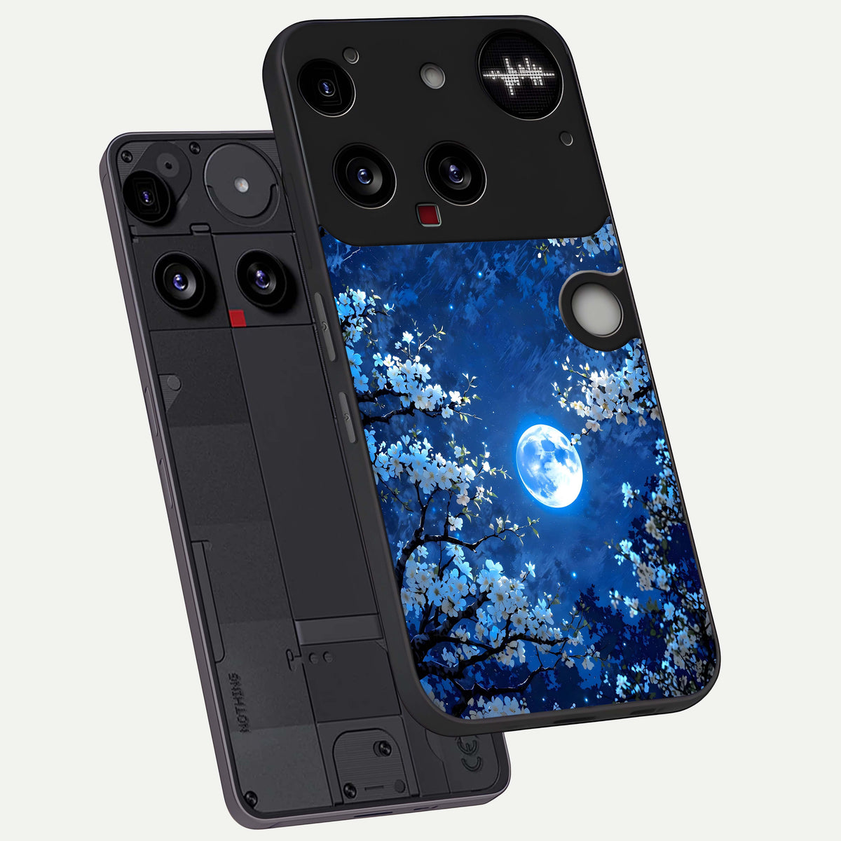  Blossom Moonlight Sky phone case For Nothing Phone 3 showing premium glass back cover with detailed artwork