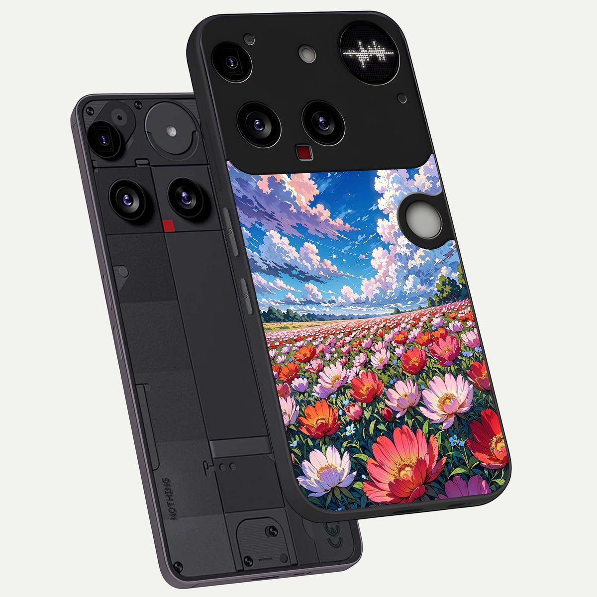  Blossom Sky Field phone case For Nothing Phone 3 showing premium glass back cover with detailed artwork