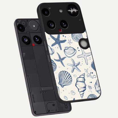  Blue Ocean Outline phone case For Nothing Phone 3 showing premium glass back cover with detailed artwork