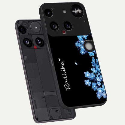  Blue Petal Dream Custom Name phone case For Nothing Phone 3 showing premium glass back cover with detailed artwork