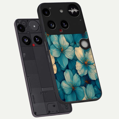  Blue Shade Floral phone case For Nothing Phone 3 showing premium glass back cover with detailed artwork