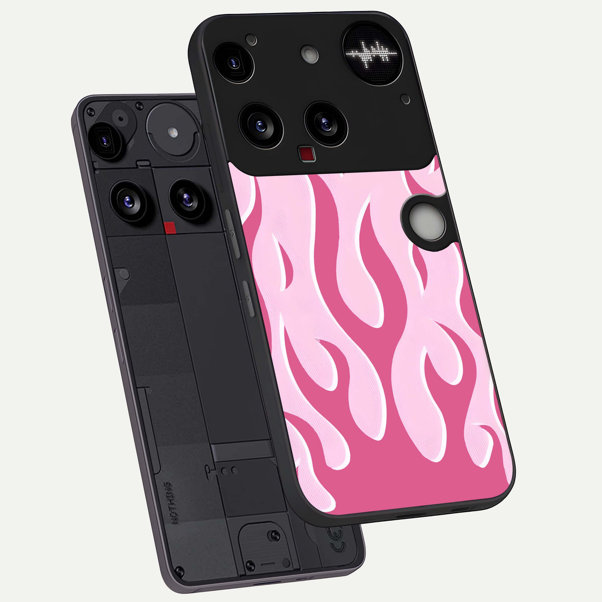 Blush Flame Energy phone case For Nothing Phone 3 showing premium glass back cover with detailed artwork