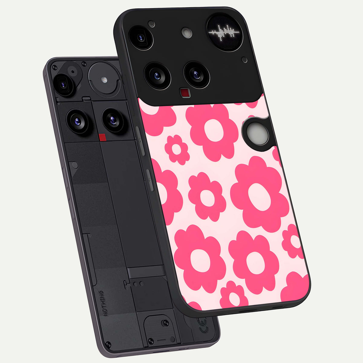  Blush Flower Pop phone case For Nothing Phone 3 showing premium glass back cover with detailed artwork