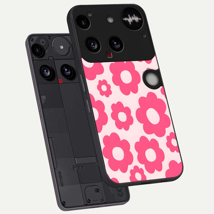  Blush Flower Pop phone case For Nothing Phone 3 showing premium glass back cover with detailed artwork