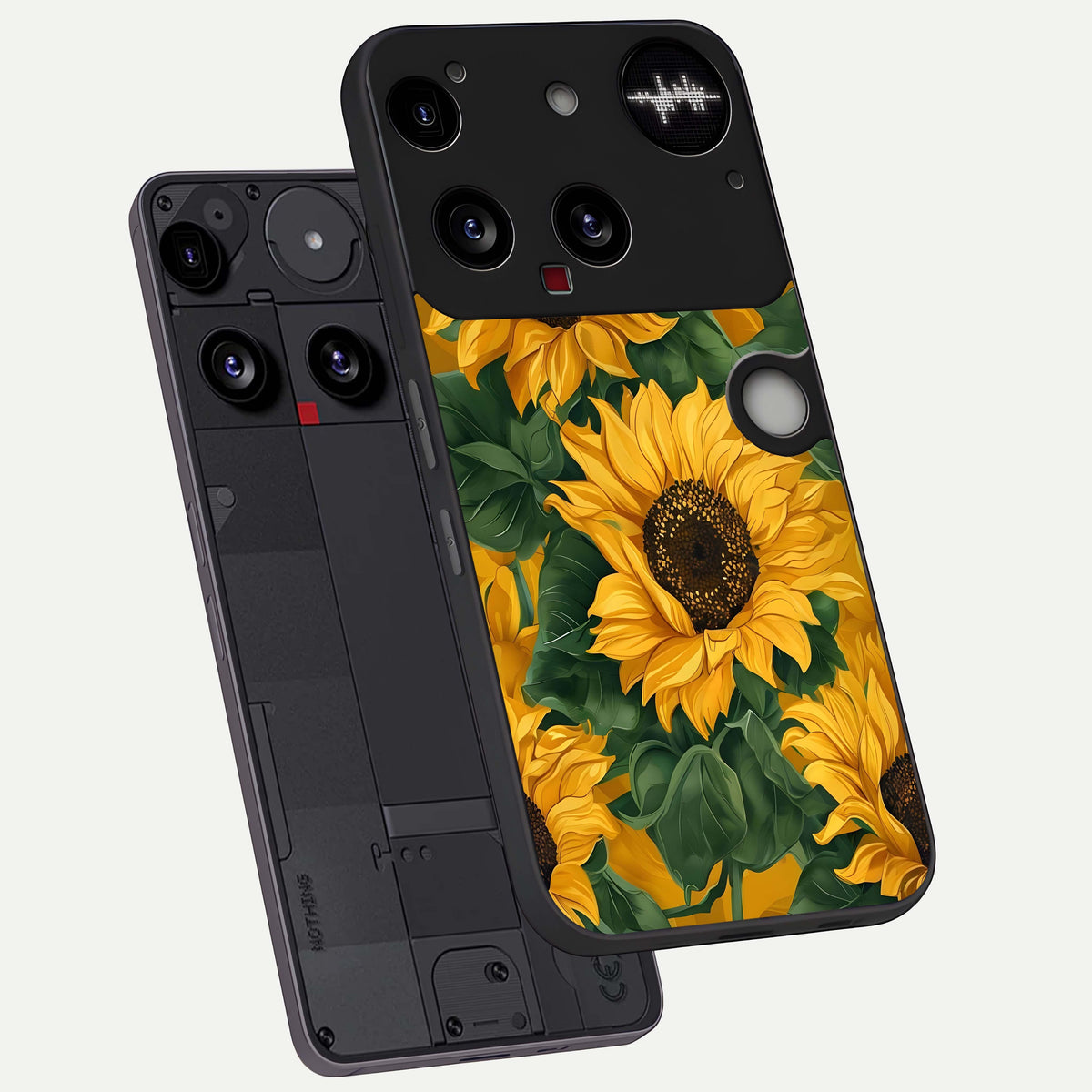  Bright Sunflower Bloom phone case For Nothing Phone 3 showing premium glass back cover with detailed artwork