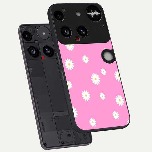  Bubblegum Daisy Pop phone case For Nothing Phone 3 showing premium glass back cover with detailed artwork