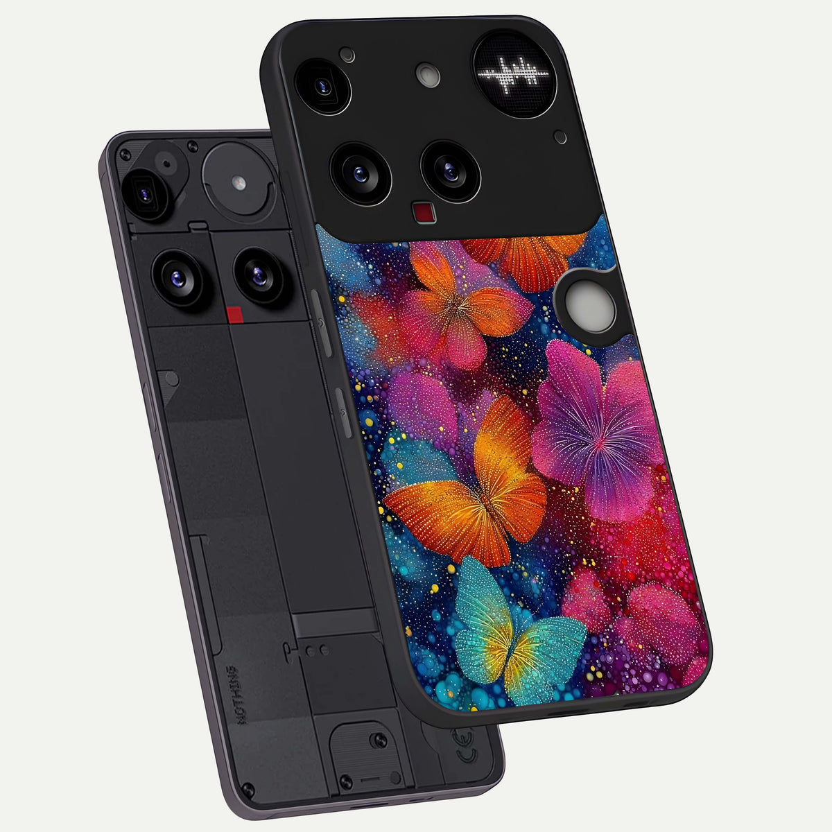  Butterfly Dream Mist phone case For Nothing Phone 3 showing premium glass back cover with detailed artwork