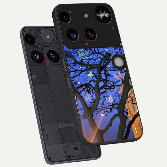 Butterfly Night Magic phone case For Nothing Phone 3 showing premium glass back cover with detailed artwork