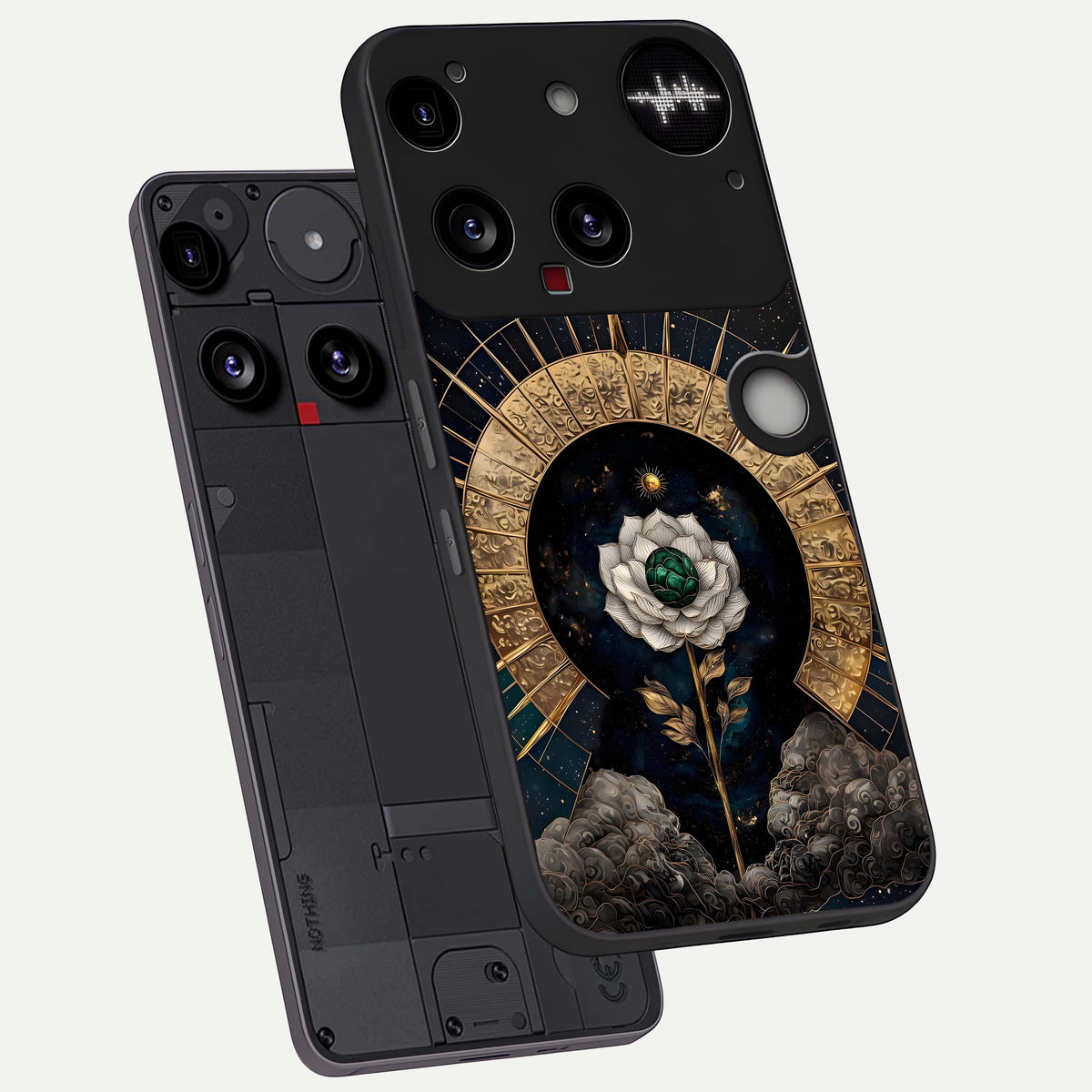  Celestial Lotus Morang phone case For Nothing Phone 3 showing premium glass back cover with detailed artwork