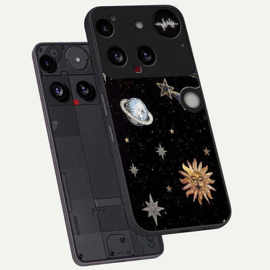  Celestial Moon With Stars phone case For Nothing Phone 3 showing premium glass back cover with detailed artwork