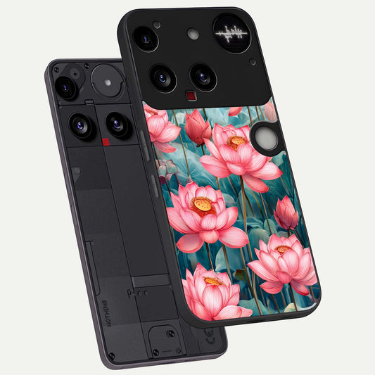  Celestial Pink Lotus phone case For Nothing Phone 3 showing premium glass back cover with detailed artwork