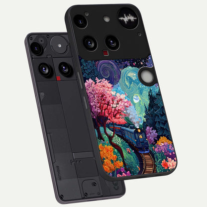  Celestial Train Journey phone case For Nothing Phone 3 showing premium glass back cover with detailed artwork