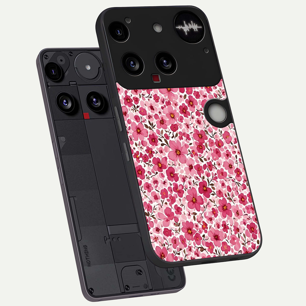  Cherry Blossom Charm phone case For Nothing Phone 3 showing premium glass back cover with detailed artwork