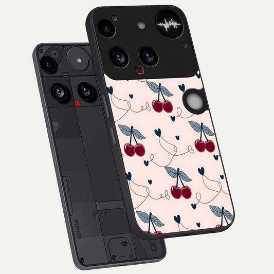  Cherry Heart Line phone case For Nothing Phone 3 showing premium glass back cover with detailed artwork