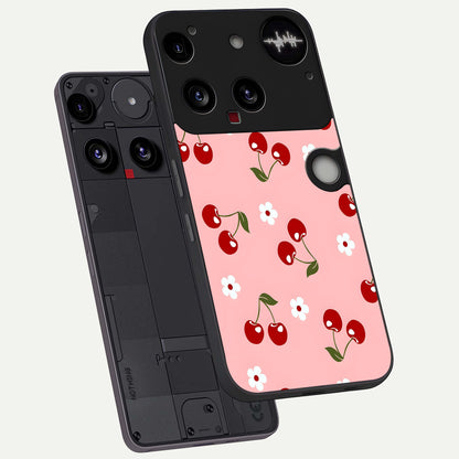  Cherry Love Mood phone case For Nothing Phone 3 showing premium glass back cover with detailed artwork