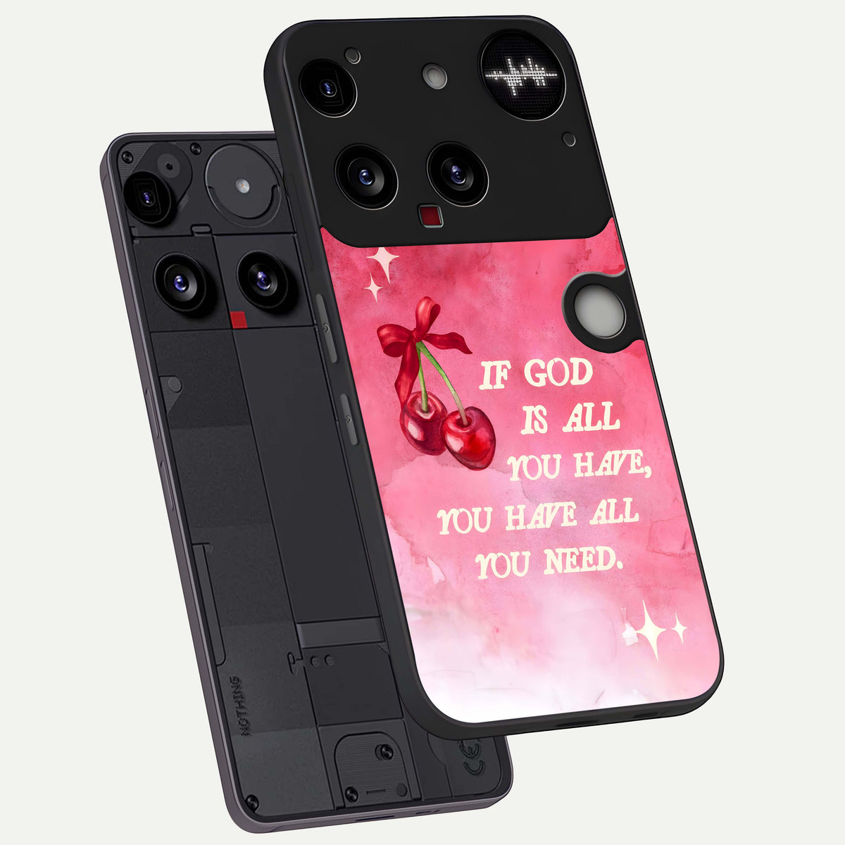  Cherry Quote phone case For Nothing Phone 3 showing premium glass back cover with detailed artwork