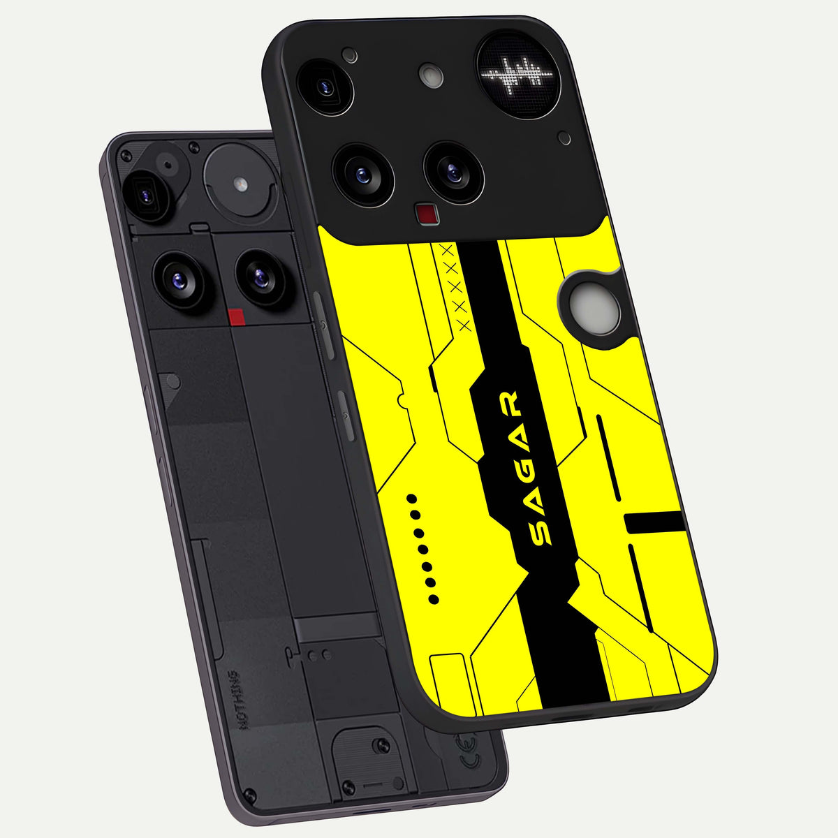  Circuit CYBERPUNK Custom Name phone case For Nothing Phone 3 showing premium glass back cover with detailed artwork