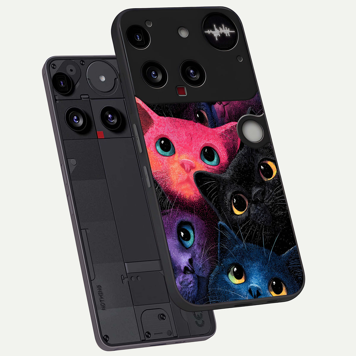  Cosmic Cats Dreams phone case For Nothing Phone 3 showing premium glass back cover with detailed artwork